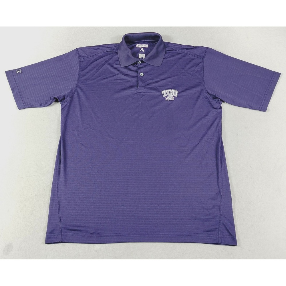 Antigua Polo Shirt Mens Small Purple TCU Horned Frogs NCAA College Football